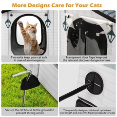 Weatherproof Heated Cat House for Outdoor Cats, Insulated Heating Cat House w…