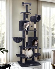 C81 Artistic Curved Cat Tower for Small Cats (Under 12lbs), 81-inch Slim Design!