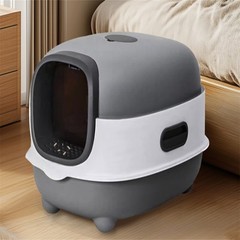 Fully Enclosed Plastic Cat Litter Box with Lid Extra Large Deep Litter Pan Tray