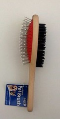 2 × Dual-Sided Massage Brush Grooming Dog/Cat Hair Wood Handle Comb. USA SELLER