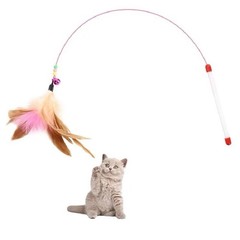2 Pack Interactive Cat Wand Toy with Feathers & Bell Flexible Teaser Wand for Ca