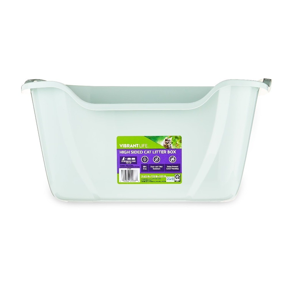 Large Open Top Cat Litter Box with High Sides, Single Unit