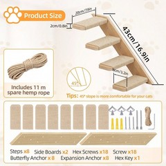 Wall Mounted Cat Shelves Perch Platform Sisal Steps Indoor Climber Gray