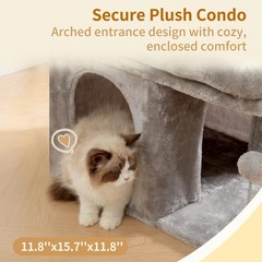 Cat Tree, 14 inch Cat Tower with Large Perch Bed and Cat Condo for Indoor Cat…