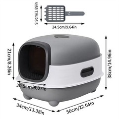 Fully Enclosed Plastic Cat Litter Box with Lid Extra Large Deep Litter Pan Tray