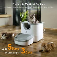 Self-Cleaning Cat Litter Box Open-with Advanced Safety Sensors Extra Large