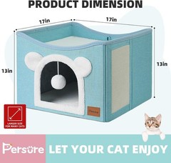 Indoor Cat House Bed Foldable Multifunction Cat Cave and Scratching Board (Large