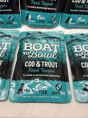 8 X COD & TROUT FOOD TOPPER BOAT TO BOWL WET CAT DOG FOOD (B39