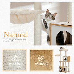 PAWZ Road Large Cat Tree 51″ Wooden Cat Tower with Double Condos Scratching Post