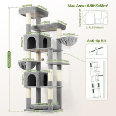 Heavy Duty Cat Tree, 81 Inch Extra Large Cat Tree for Indoor Cats Large Adult, S