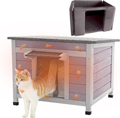 Insulated Outdoor Cat House & Bunny Hutch with Warm Liner, Waterproof Shelter