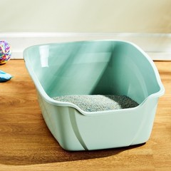 Large Open Top Cat Litter Box with High Sides, Single Unit