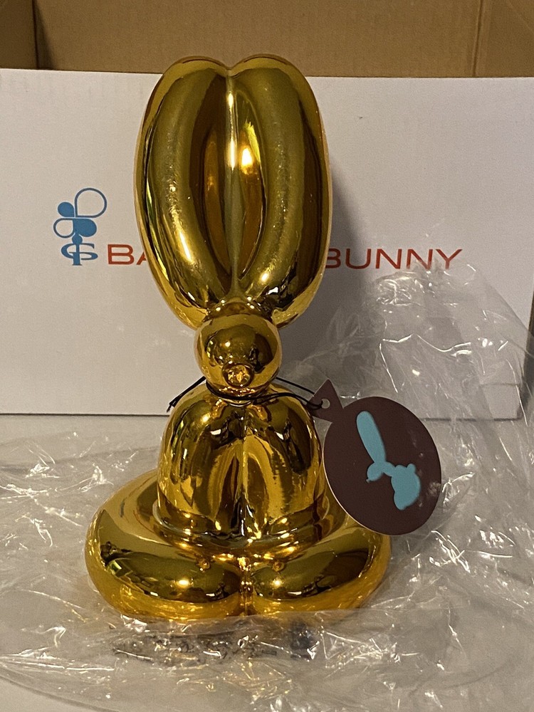 Balloon Bunny Rabbit Figure – Gold 6” Animal Sculpture Resin Art Statue – New