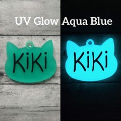 Personalized Resin CAT Tag ID Customized with Name & Phone # UV GLOW IN THE DARK