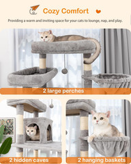Cat Tree, 81-Inch Tall Cat Tower with Scratching Post, Plush Multi-Level Cat Con