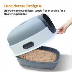 Fully Enclosed Plastic Cat Litter Box with Lid Extra Large Deep Litter Pan Tray