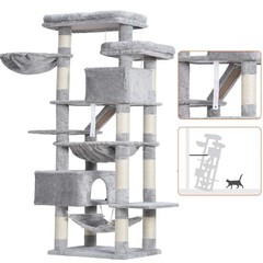 Cat Tree, 71-Inch-Tall Tower for Indoor Cats with 2 71 inch Light Gary