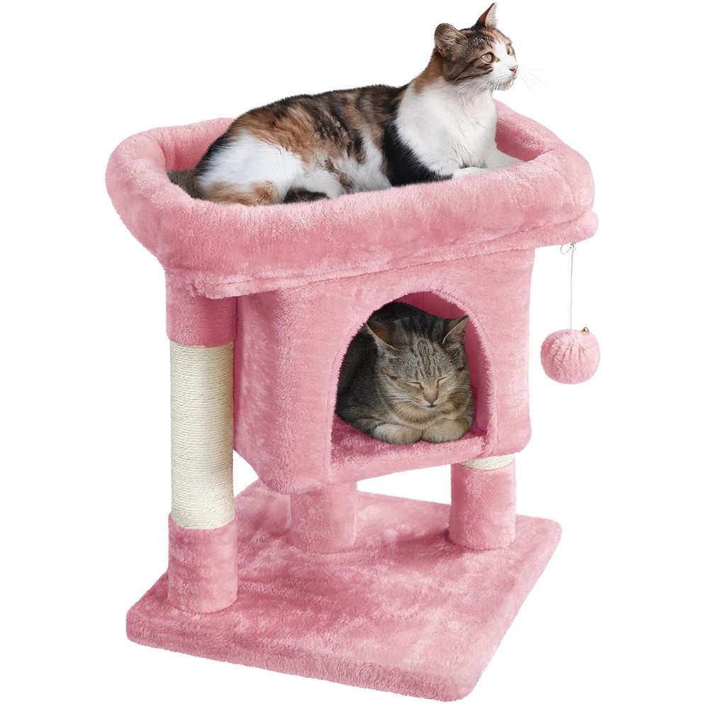 23.5in Cat Tree Tower, Cat Condo with Sisal-Covered Scratching Posts, Pink