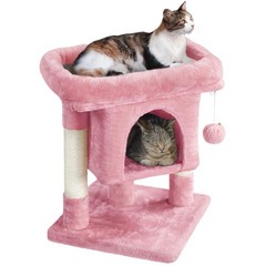 23.5in Cat Tree Tower, Cat Condo with Sisal-Covered Scratching Posts, Pink