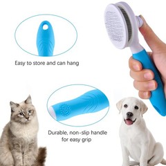 Self Cleaning Slicker Brush – Cat Skin-Friendly Deshedding Blue