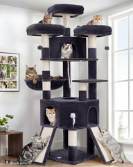 Cat Tree, 81.1-Inch Tall Heavy Duty Cat Tower with Diamond-Shaped Condo for Larg