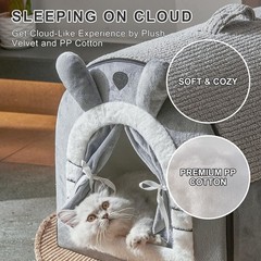 Jiupety Cat Houses for Indoor Cats, Cave Bed with Door Curtain Design, Cute P…