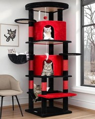 Corner Cat Tree Large Cats 66inch Tall Curved Series Large Cat Tower Multiple