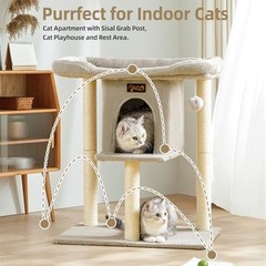 Cat Tree Tower Scratching Post for Indoor Large Cats, 28 Inches Light Grey 1