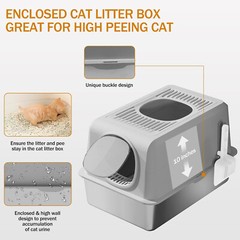 Enclosed Stainless Steel Litter Box, XXL Top Entry Litter Box for Big Cats, 1204