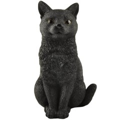 JFSM INC. Black Cat Sitting Hand Painted Figurine – 5″ Resin Cat Statue, Holi…