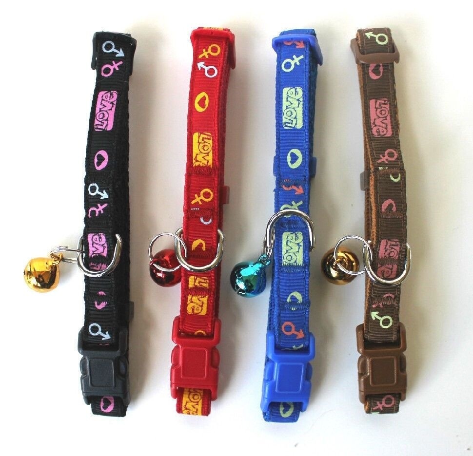 USA SELLER Cat Dog Puppy Nylon Collar Bell Plastic Buckle Small Pet Neck 7″ -11″