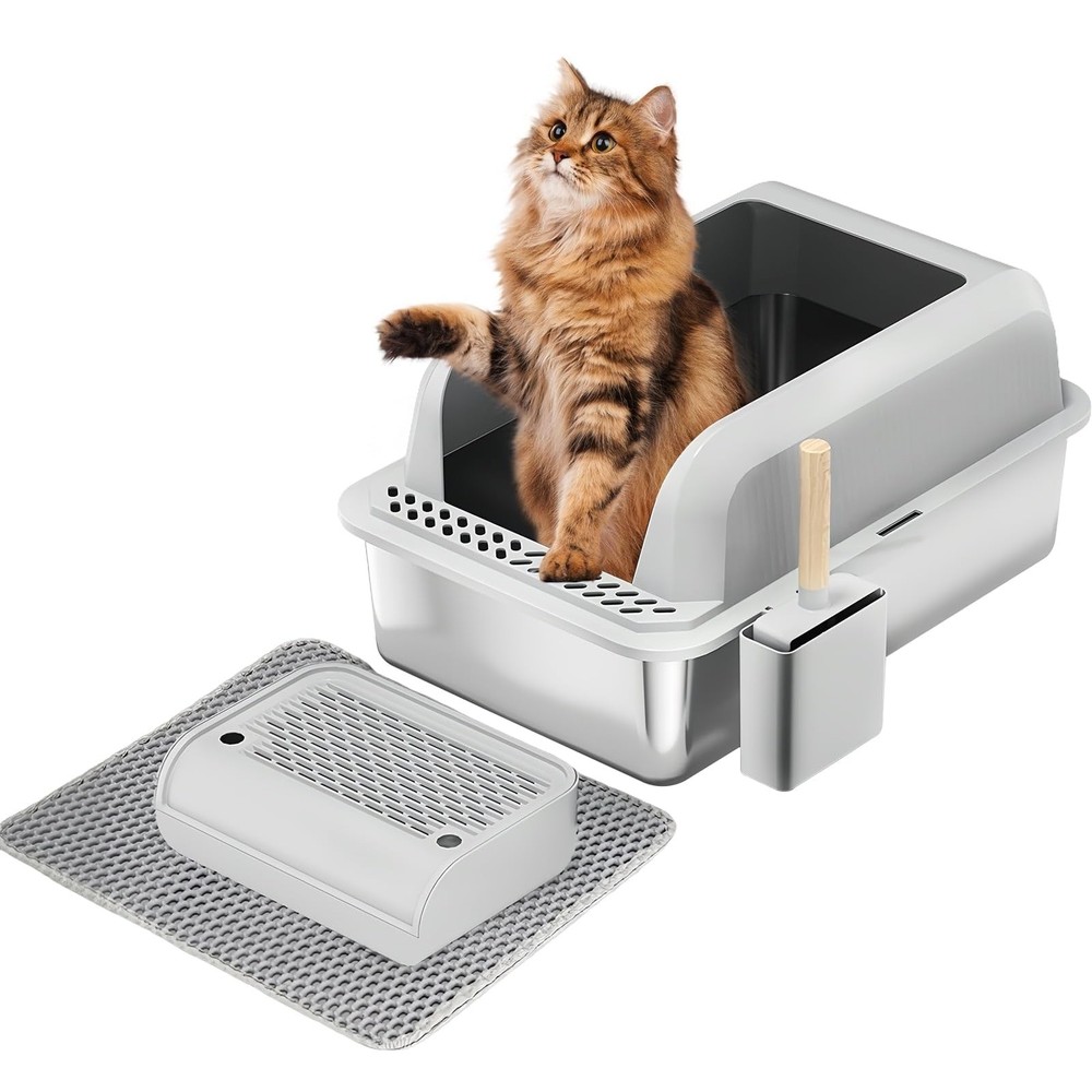 FURKID Litter Box Lid, XL Large Box for Large Cats, Non-Stick, MSP001-1-Gray