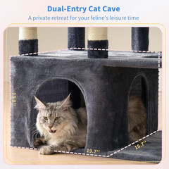Cat Tree, 71-Inch Tall Cat Tower for Large Maine Coon Cats with Extra-Large Base