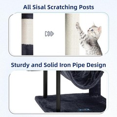 Durable Cat Tree Tower W/ Hanging Basket Sisal Rope & Cozy Condo Indoor Cats New