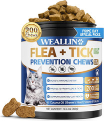 Flea and Tick Prevention for Cats, 200 Soft Chews for Fleas Treatment for Cats,