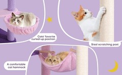 65″ Cat Tower Cute Purple Cloud Cat Tree Condo Playing House w/ Scratching Post
