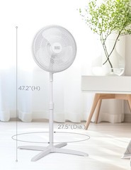 BLACK+DECKER 16-Inch Pedestal Fan, BFP16MXW, Oscillating Fan for Home and Office