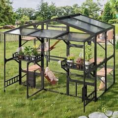 Large Outdoor Catio for 6-10 Cats, Metal Cat Cage Outdoor with Weatherproof Roof