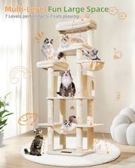71 Inches Cat Tree for Large Cats 20Lbs+, 3 Giant Perches, Multi-Level Cat Tree