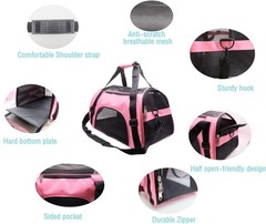 ZaneSun Cat Carrier,Soft-Sided Pet 17.7″L x 9.5″W x 11.8″H, Medium-LightPink