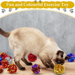 Jexine 104 Pcs Cat Crinkle Ball Bulk Toys 1.69” Multiple Colors
