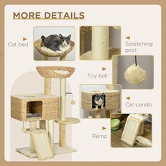 PawHut 38 Cat Tree Indoor Cats Tower Scratching Posts Ramp Condo Toy Balls