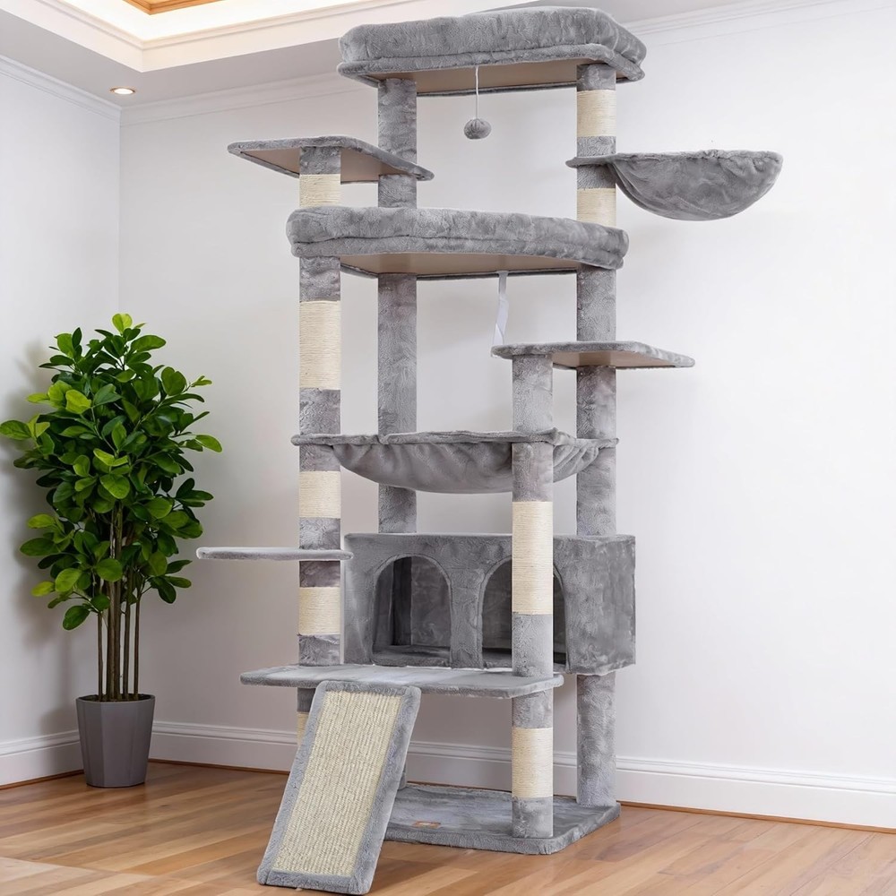 Tall Cat Tree Large Cat 80-inch Multi-Level Cat Tower Indoor Cats W/ Large US