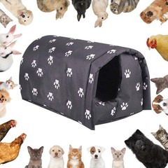 Fhiny Stray Cats Shelter, Waterproof Outdoor Cat M:17.7″×15.7″×13.7″, Black