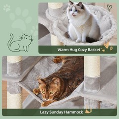 Taoqimiao 71 Inches Cat Tree for Large Cats 20lbs+, 3 Giant Perches, Multi-Le…