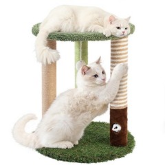 WOOCHPET Cat Tree Tower with 3 Scratcher Posts 17inch Tall 17 IN, Green