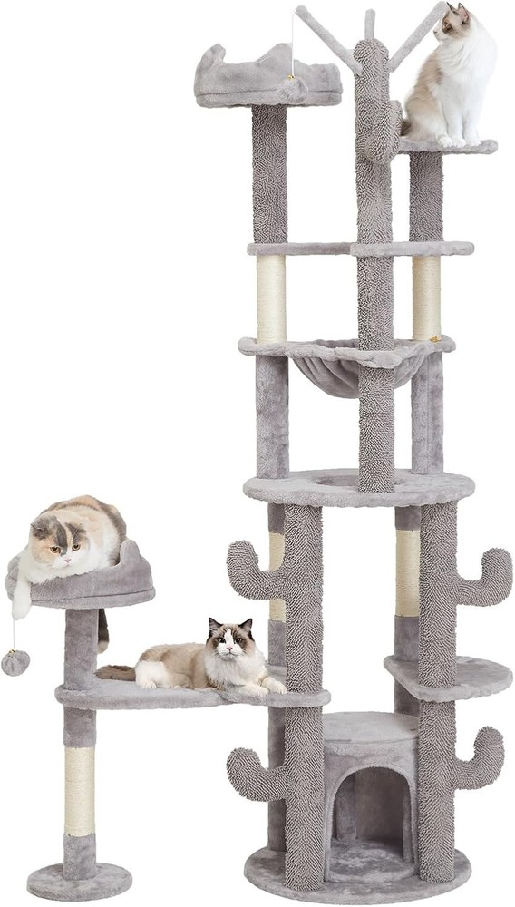 Cat Tree Tower 71″ Tall Large Cat Tower for Indoor Cats,Multi-Level With Hammock