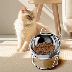 Elevated Cat Bowl Tilted Dog Feeder Nonslip Ergonomic Design Neck Protection