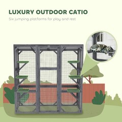 PawHut Catio Outdoor Cat Enclosure for 1-3 Cats, 59″ x 28″ x 60″, Gray