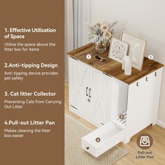 Hideaway Cat Litter Box Cabinet: Modern Double Door Unit with Convenient Drawer